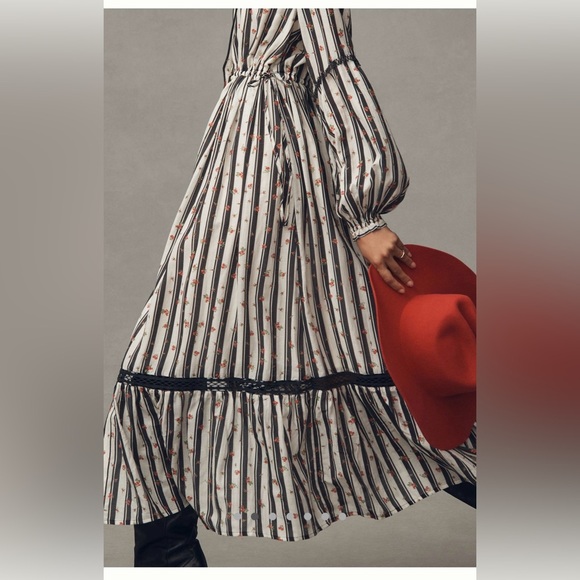 Anthropologie Black and White Buttoned Long Sleeve Dress - Picture 3 of 9